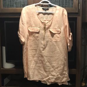 Ellen Tracy Peach Colored Linen Tunic